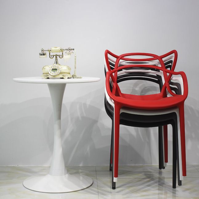 Sillas de comedor estilo Glam, sillas laterales de plástico para cocina y comedor (juego de 4)