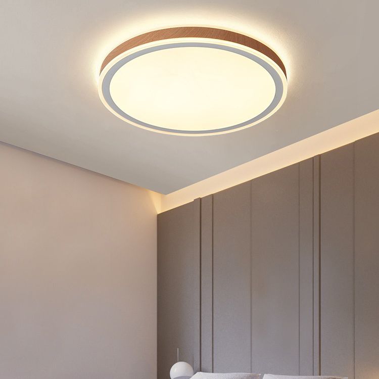 Modern LED Ceiling Mount Light Wooden Ceiling Light with Acrylic Shade for Bedroom