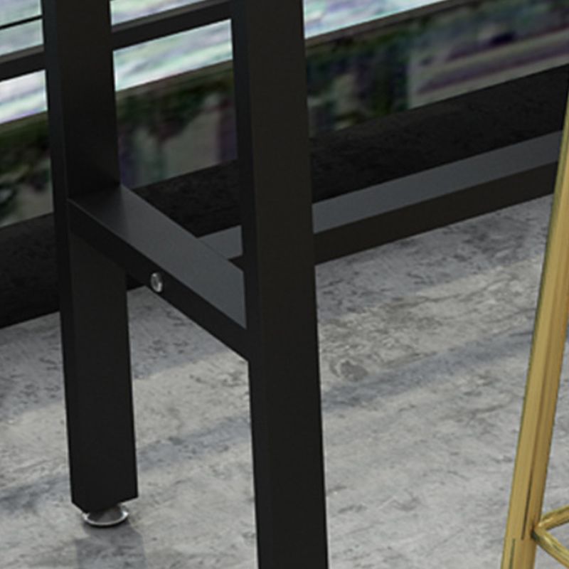 Stone Bar Dining Table Glam Rectangle Bar Table with Trestle Pedestal for Living Room