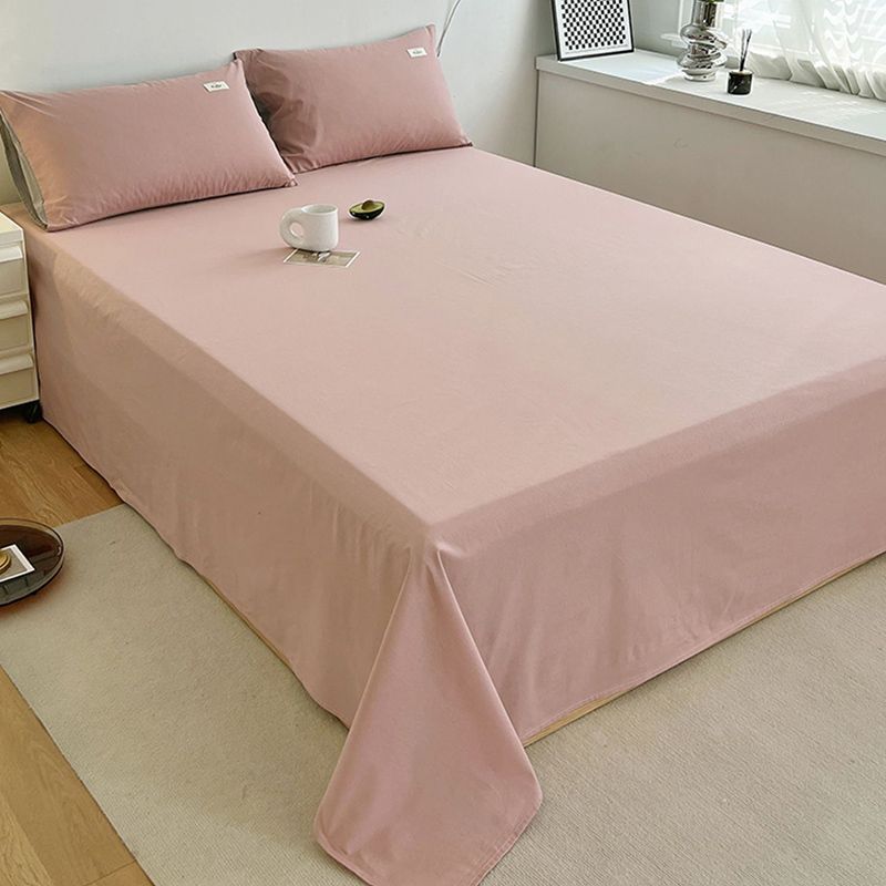 Pure Color Cotton Bed Sheet Breathable Twill Soft Fade Resistant