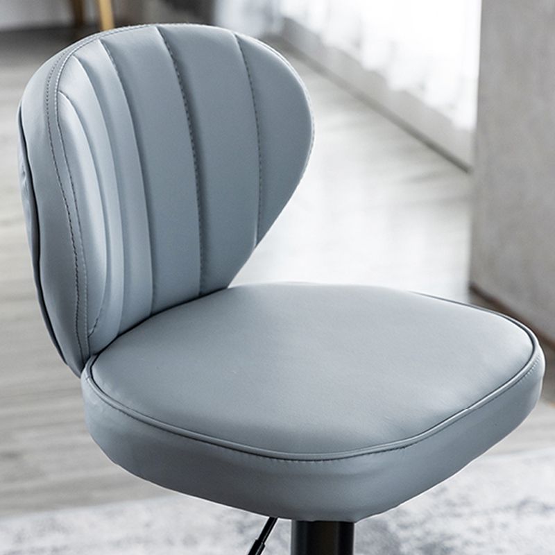 Contemporary Leather Swivel Barstool Indoor Bar Stool with Iron Legs and Low Back