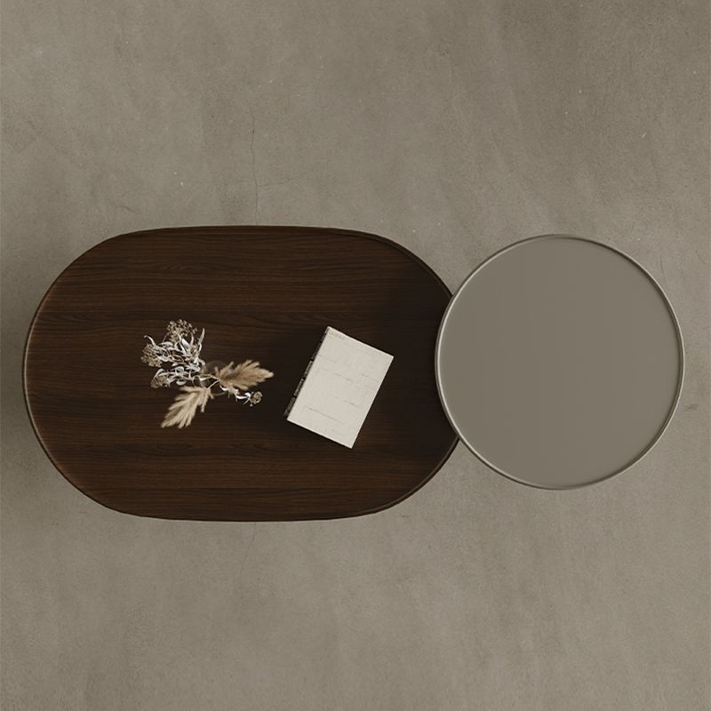 Contemporary Cocktail Table Pedestal Wooden Coffee Cocktail Table