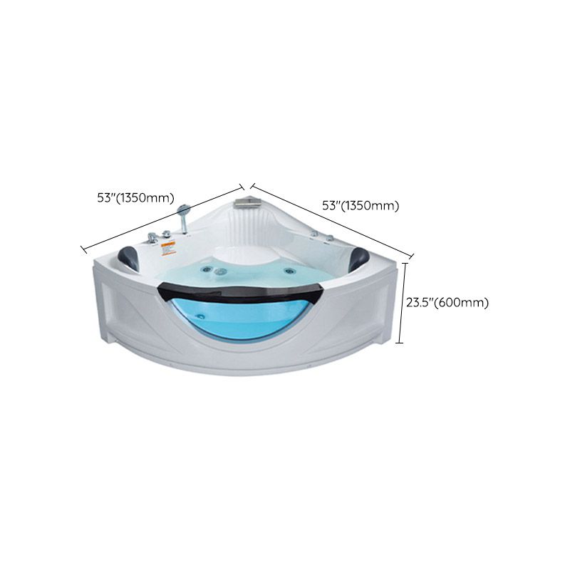 Contemporary Acrylic Corner Bath Tub White Tub with Internal Drain