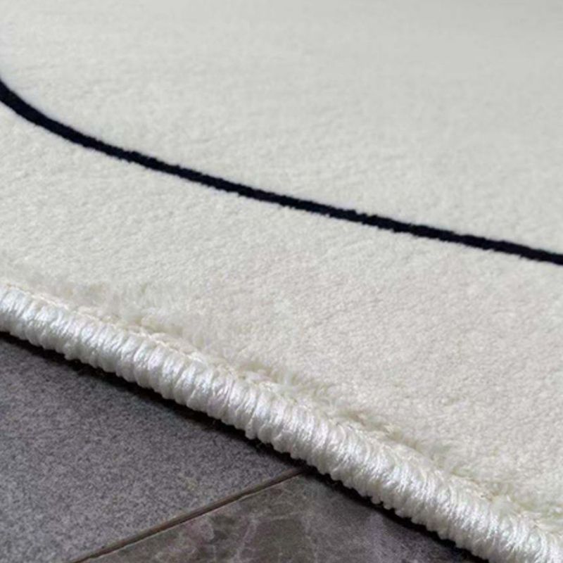 White Tone Modern Indoor Rug Polyester Abstract Lines Carpet Stain Resistant Rug for Home Decoration