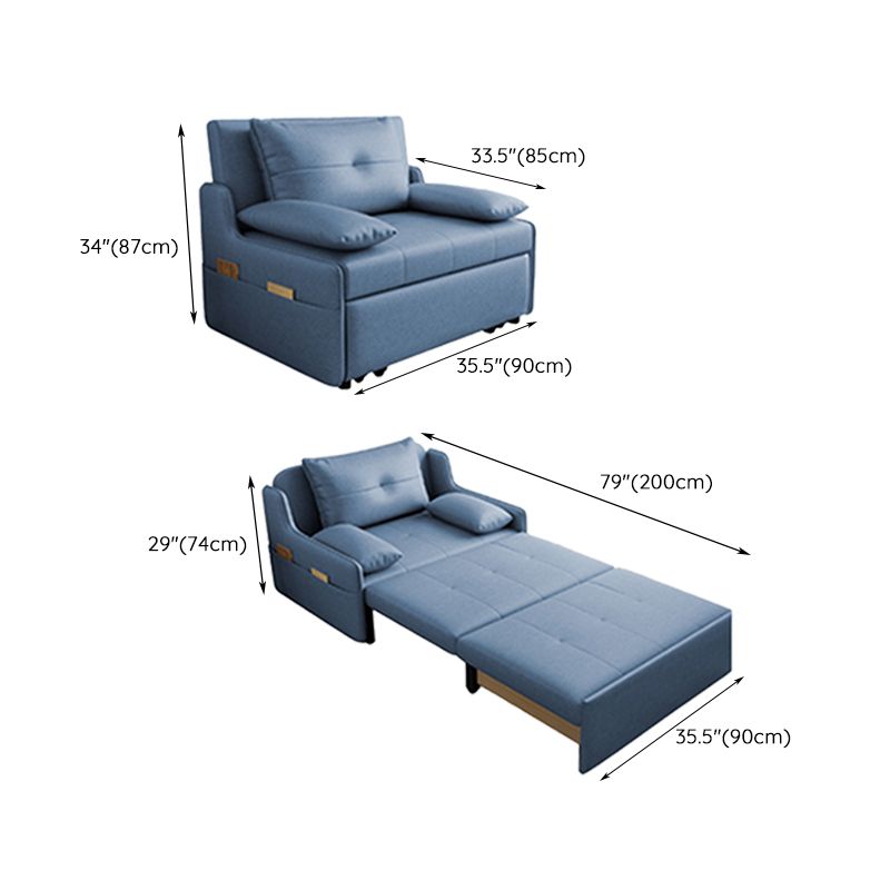 33" Wide Scandinavian Sleeper Sofa Futon Blue Storage Sleeper Sofa