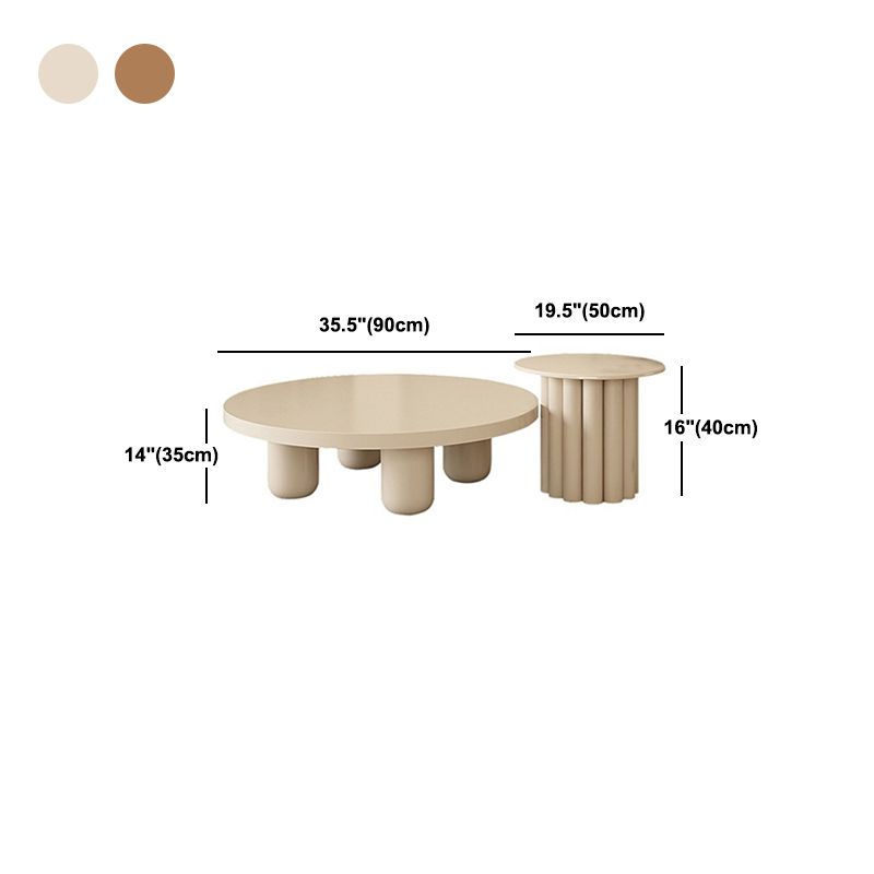 Solid Wood Coffee Table Minimalist Coffee Table with Round Top for Living Room