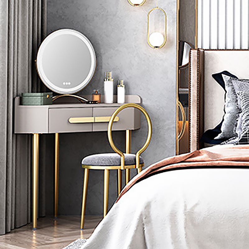 33.4" Wide Vanity Set with Stool Engineered Wood and Metal Dressing Table