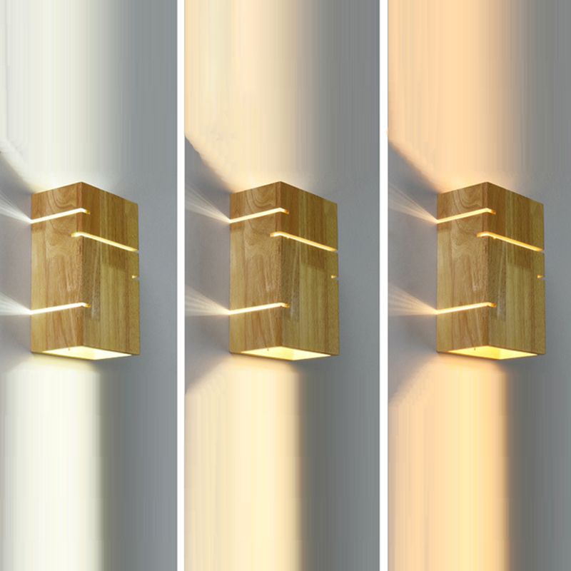 Modernism Beige Finish Single Wall Mounted Sconce LED Wall Light with Wood