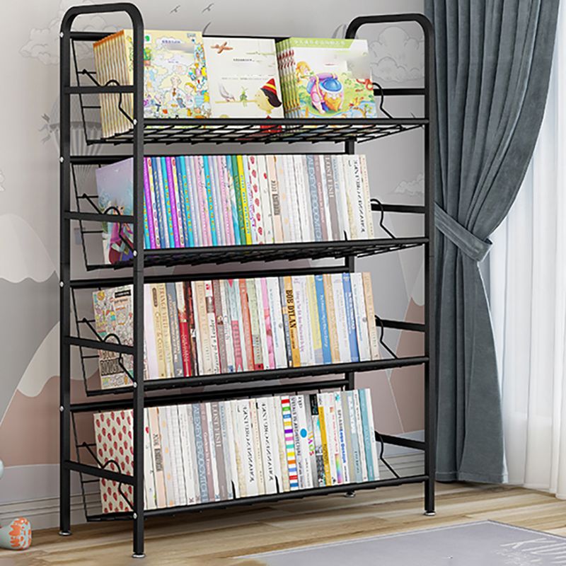Modern Metal Bookcase Vertical Etagere Open Back Bookshelf in Burnish