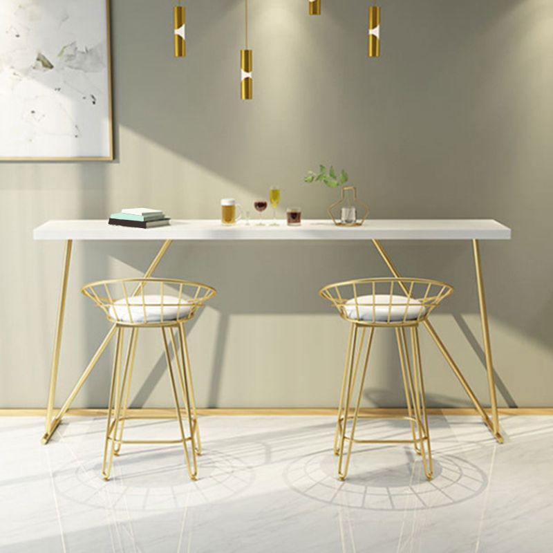 Glam Backrest Stools Metal Barstool with Gold Metal Legs for Bar