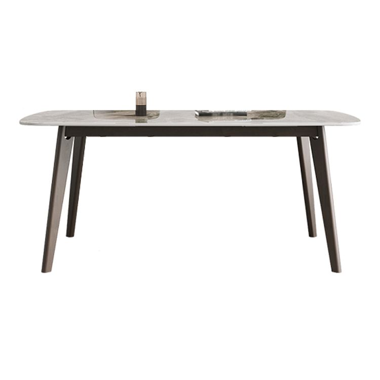 Contemporary Solid Wood Dining Table Sintered Stone Dining Table with 4 Legs
