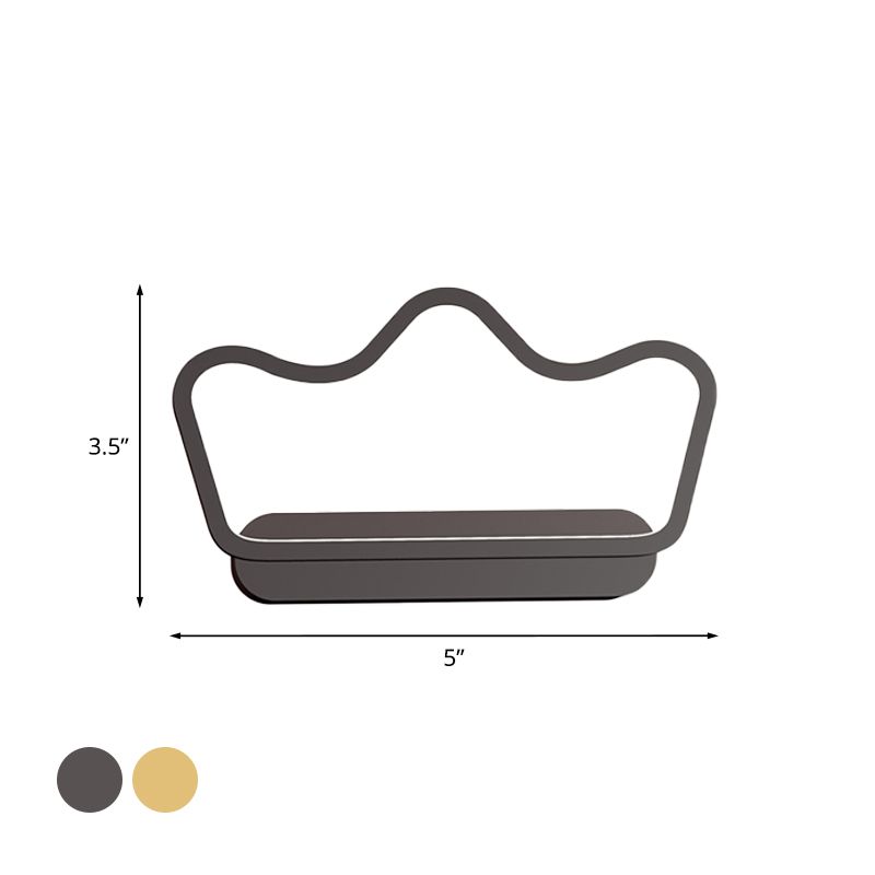 Iron Bear/Crown Frame Wall Light Sconce Nordic Style LED Wall Lamp Fixture in Black/Gold for Kids Bedside