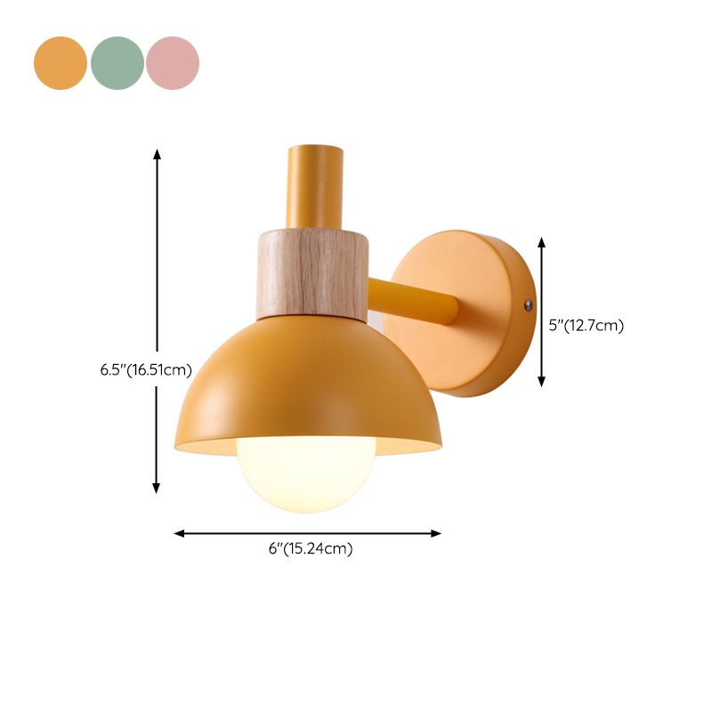Macaron Dome Shade Wall Sconce Metal 1 Light Sconces for Bedroom