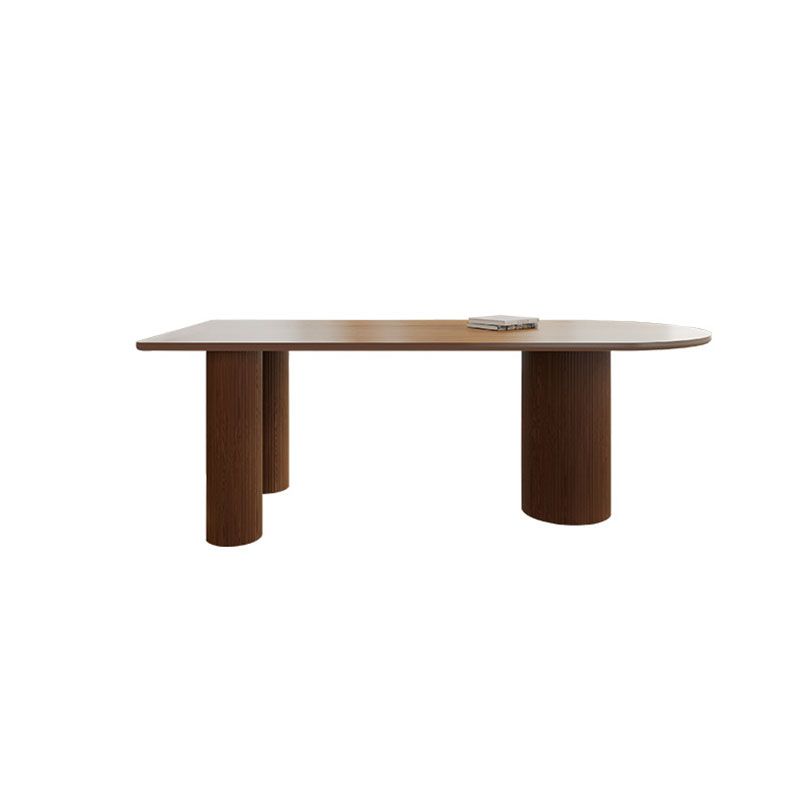Solid Wood Top Dining Table Modern Dining Table with 4 Pine Wood Legs