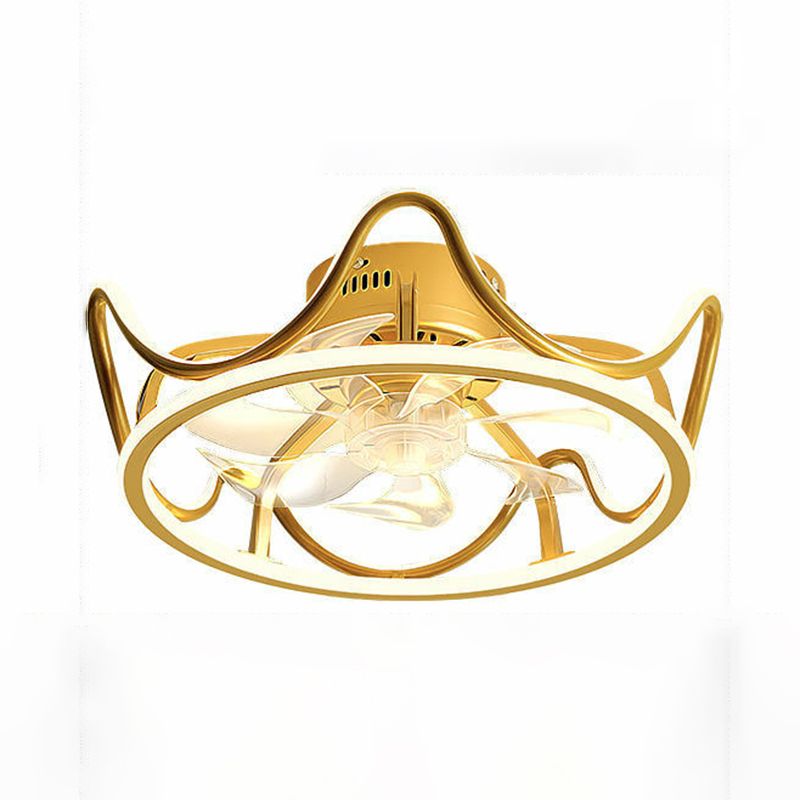 Modern Style Ceiling Fan Lamp Metal Ceiling Fan Lighting in Golden for Living Room