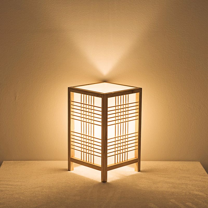 1 tête de maison de thé clair éclairage de tâche beige chinois avec une teinte en bois rectangle
