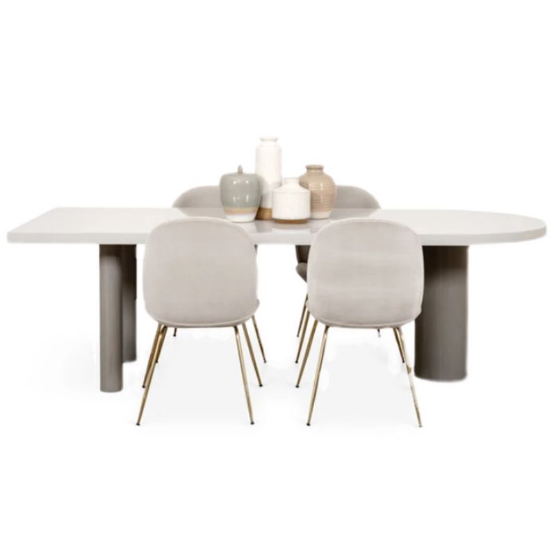 Irregular Pine Solid Wood Dining Table Modern White Top Island Table with 3 Legs