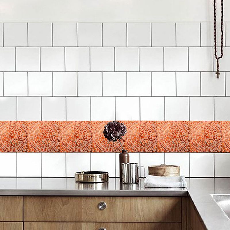Orange Circles Wallpaper Panels Peel and Paste Wall Covering for Kitchen (10 Pieces)