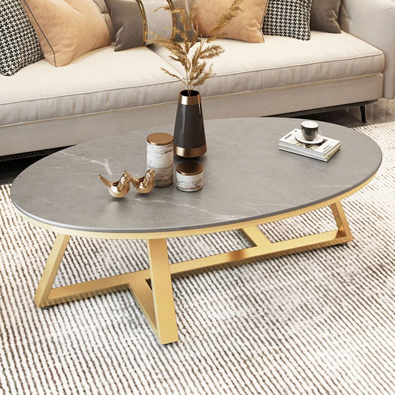Modern Faux Marble Oval Coffee Table with Black/grey/white Top
