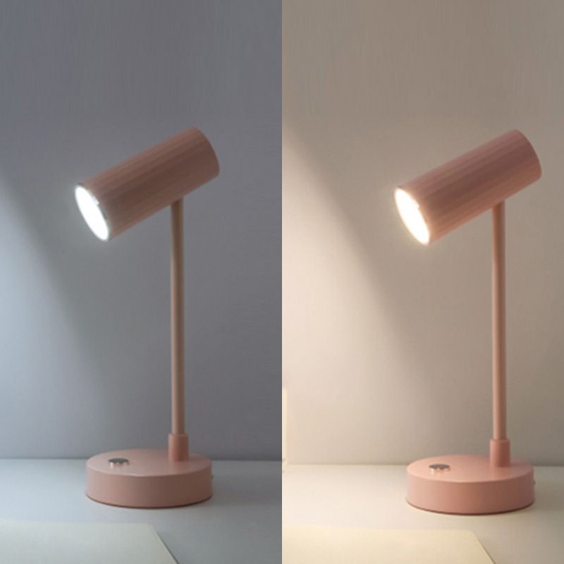 Lampada da tavolo tubolare ricaricabile Lampada da lettura a LED da comodino in plastica Macaron