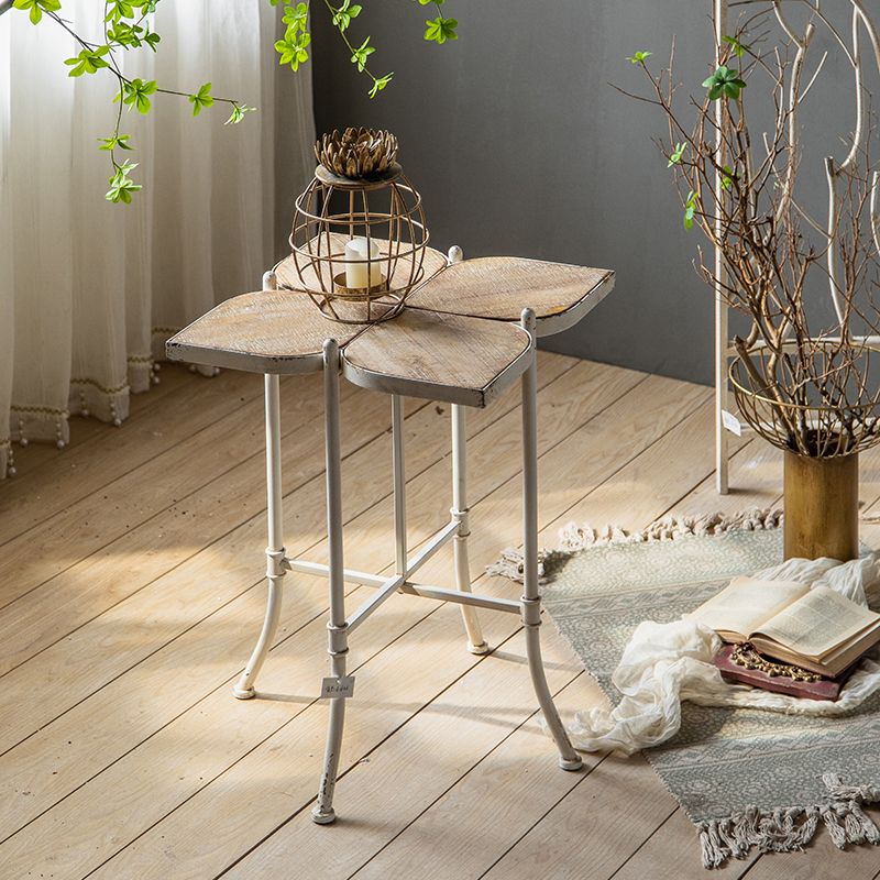 Solid Wood End Table French Country Distressed Side Table in Brown