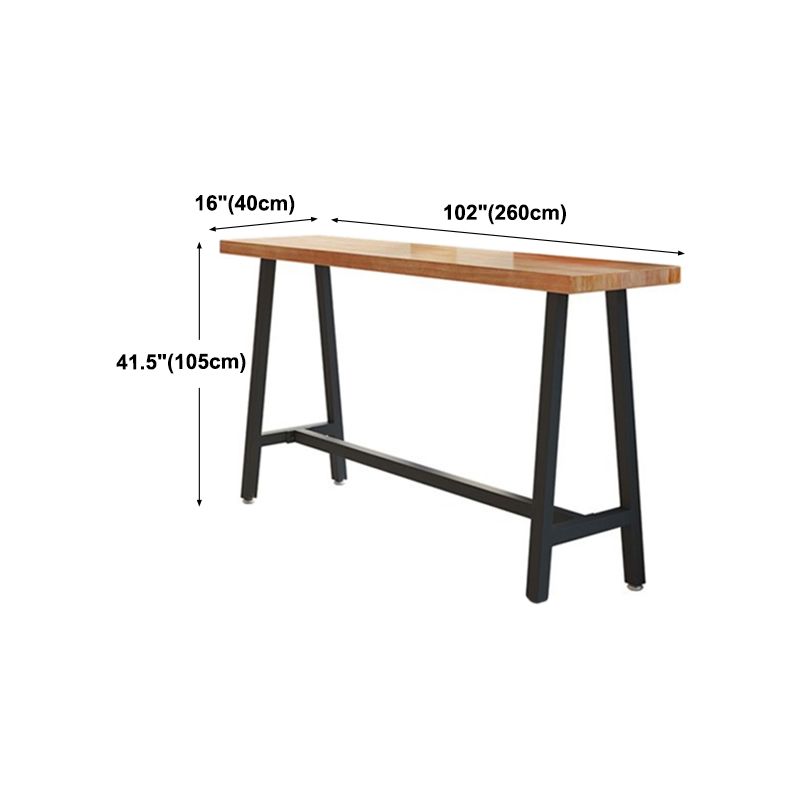 Modern Wood Bistro Bar Table with Rectangle Table Top Black Trestle Table - 42" H