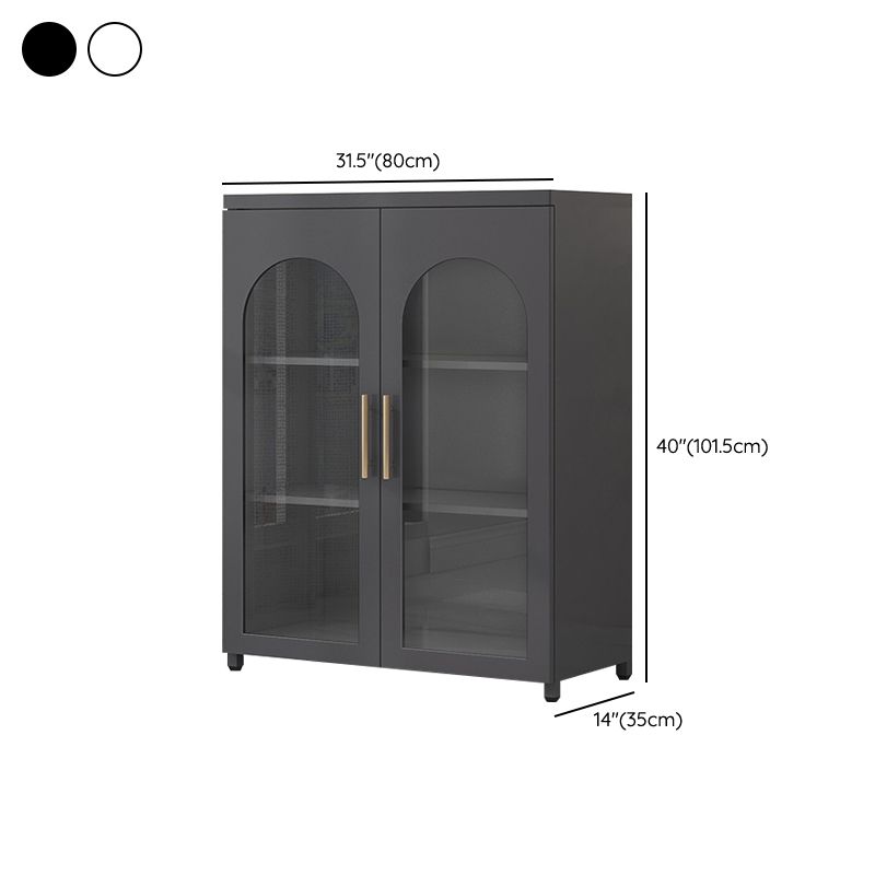 Scandinavian Metal Bookshelf Standard Closed Back Bookcase with Cabinets