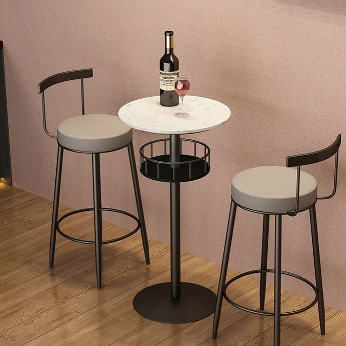 Contemporary Bar Dining Table Indoor Pedestal Marble Top Bar Height Table 42-Inch Top