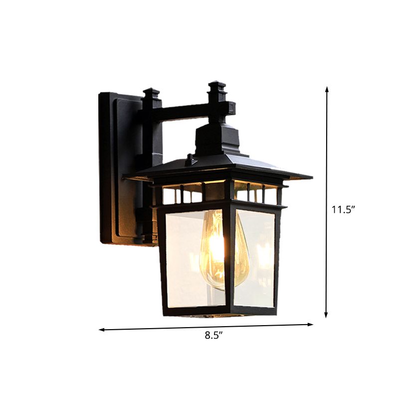 Lampada da parete da 8,5"/11" W a 1 lampadina per alloggiare l'illuminazione a parete in vetro trasparente del padiglione in nero