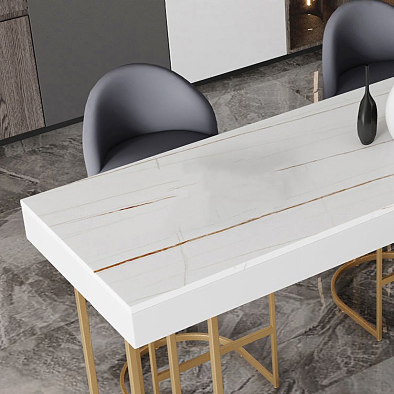 Glam Rectangle Stone Counter Table 1/3 Pieces Bar Table Set for Cafe