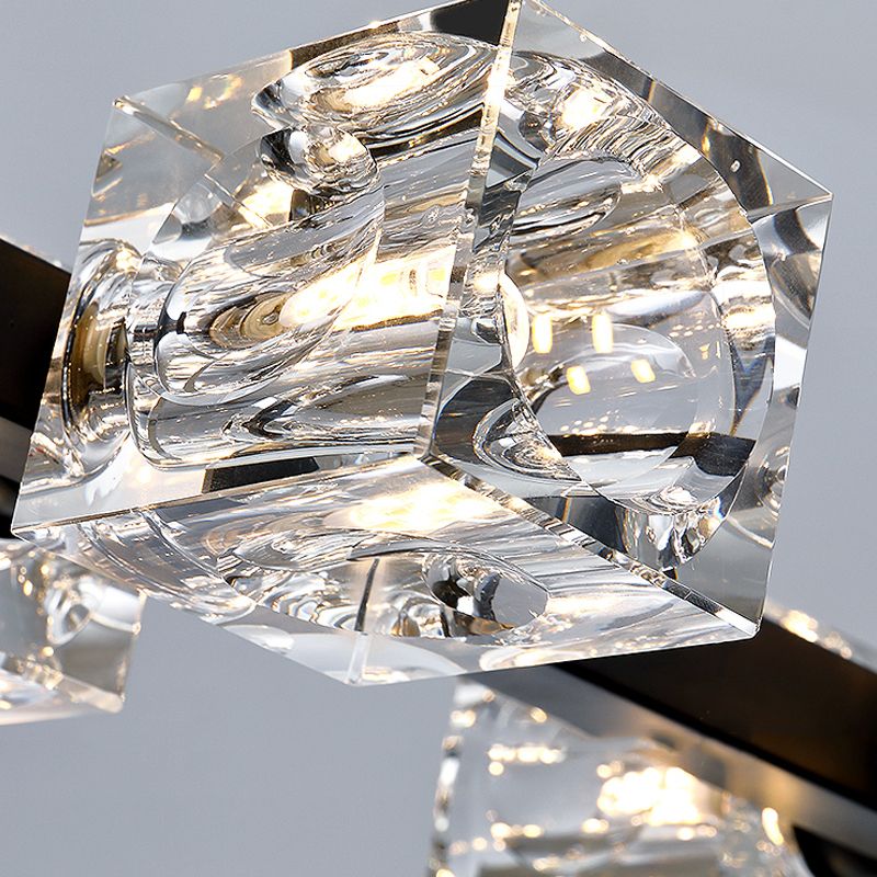 Würfelförmige Inselbeleuchtung zeitgenössische Kristallkronleuchterlicht