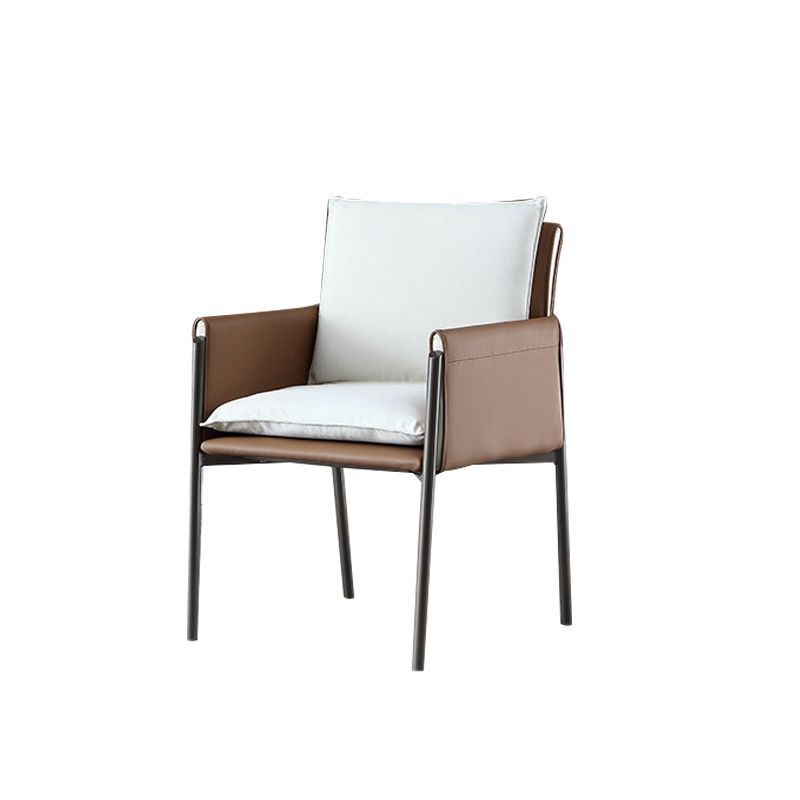 Contemporary Arm Chair Metal Solid Back Dining Room Chair for Indoor