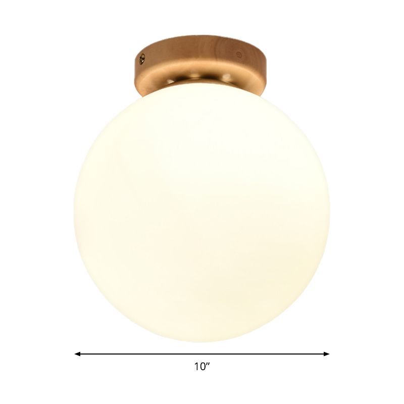 Plafonnier Globe contemporain à 1 tête en verre dépoli, blanc, pour salle de bain