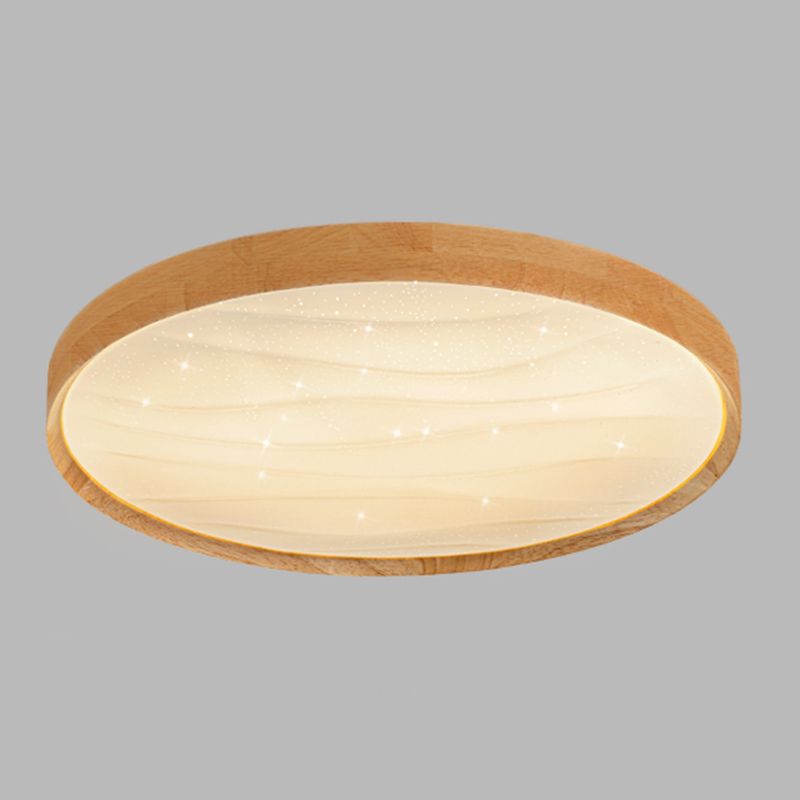 Log Color Circular LED Flush Mount in Modern Creative Style Wooden Ceiling Fixture for Bedroom