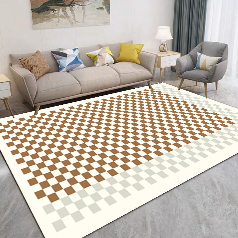 Brown Streak Indoor Rug Polyester Casual Rug Non-Slip Backing Rug for Drawing Room