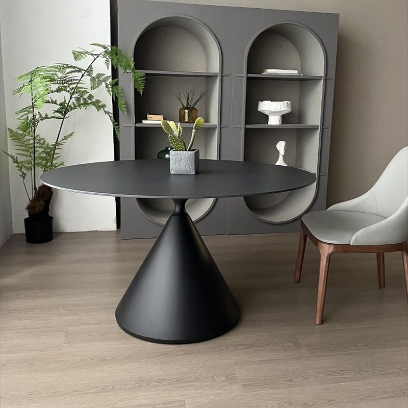 Contemporary Style Round Dining Table Steel Pedestal Base Table for Home