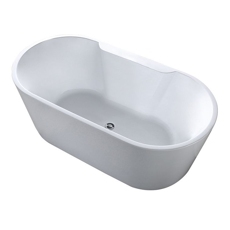 Acrylic Oval Bathtub with Faucet Soaking Freestanding Tub for Bathroom