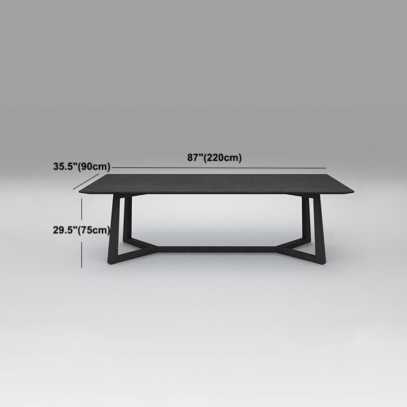 Mesa de comedor industrial rectangular Mesa fija de madera maciza con base de caballete