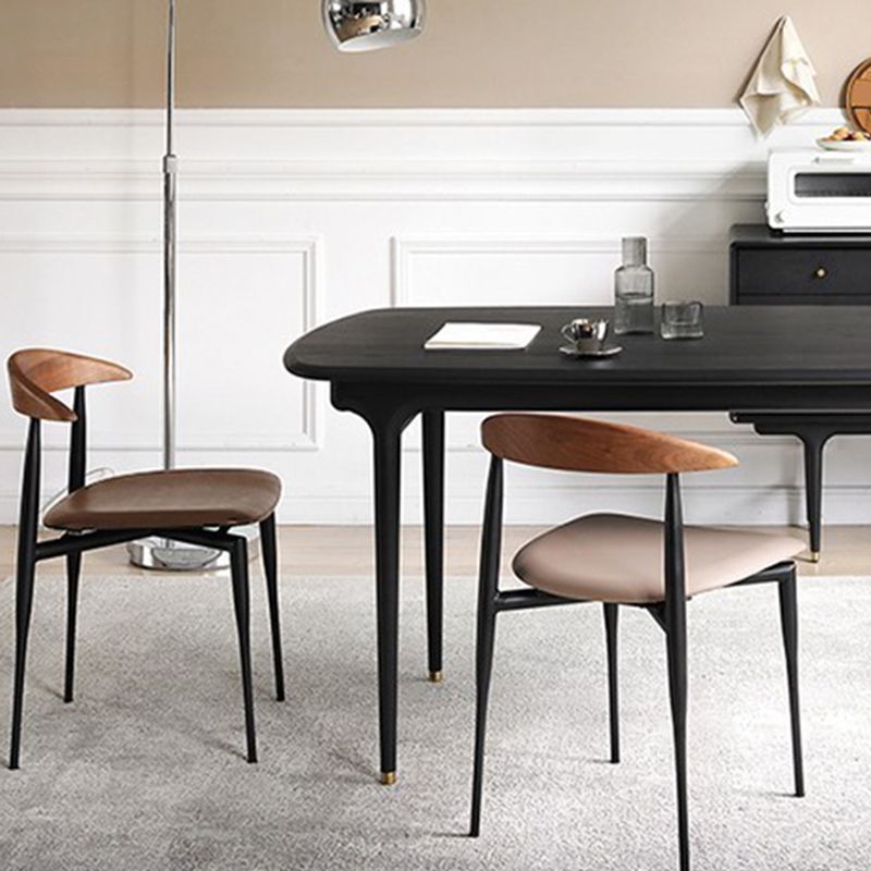 Industrial Stackable Dining Chairs Black Iron Legs Armless Dining Side Chair