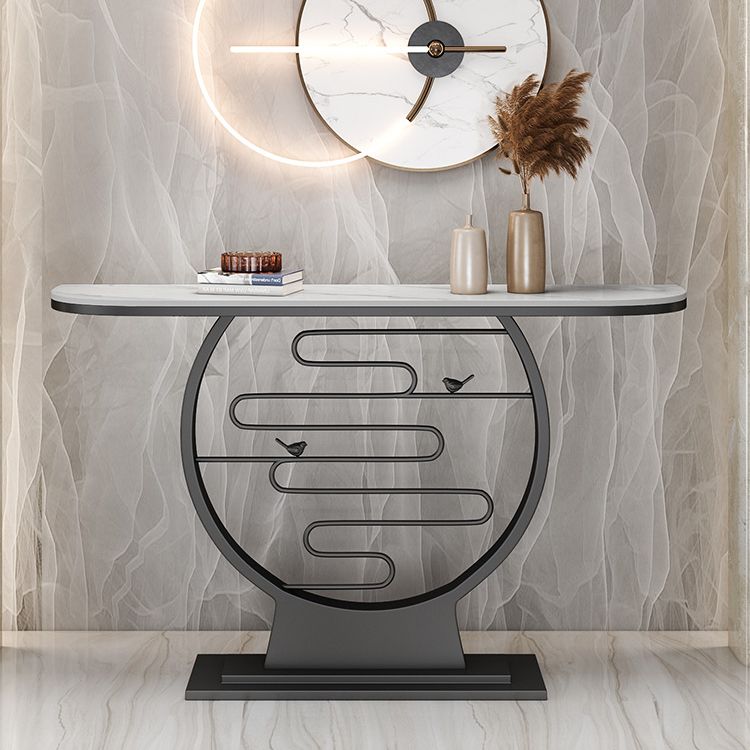 Scratch Resistant Console Table 11.8 Inch Wide Contemporary Slate Console