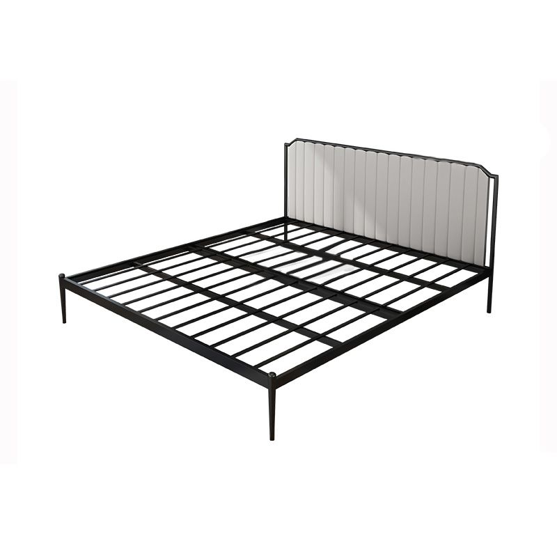 Glam Metal Panel Standard Bed, Beveled Upholstered Headboard Bed