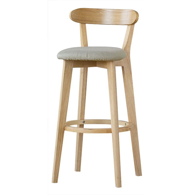 Scandinavian Rubberwood Low Back Barstool Milk Tea Shop Upholstered Stool