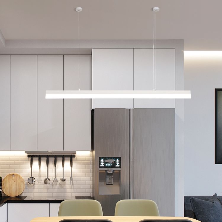 Modern Aluminium Island Lighting Fixtures Linear 1-Light Restaurant LED Suspension Lamp
