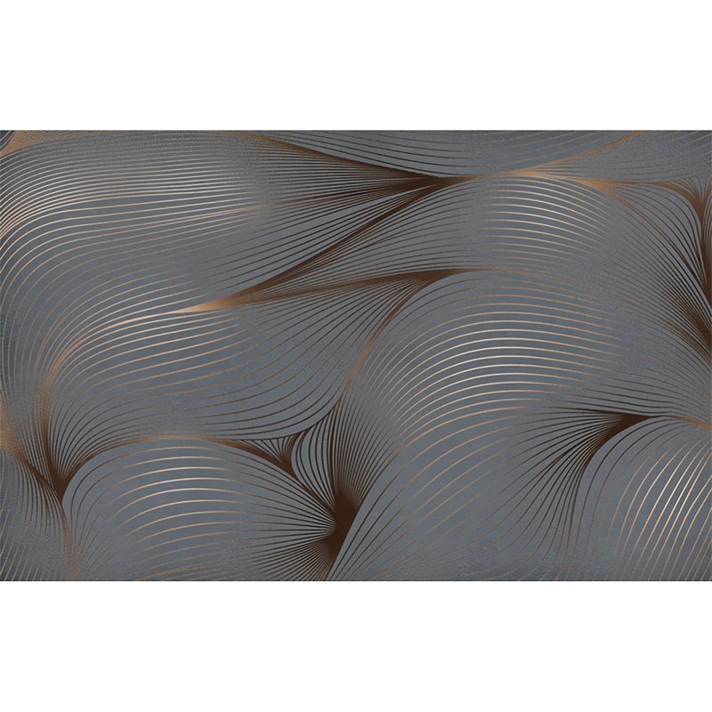Big Cluster Line Wall Mural Grey and Gold Non-Woven Fabric Wall Covering for Coffee Shop, Personalized Size Available