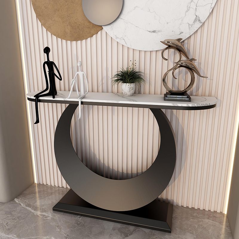 Modern Half Moon Console Table Antique Finish Console Sofa Table