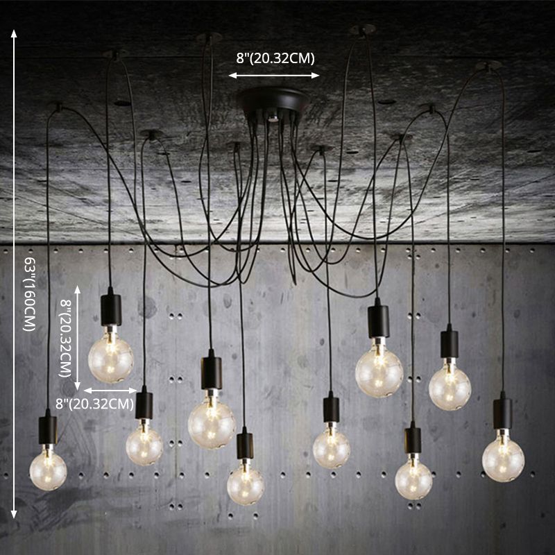 Black Down Lighting Pendant Loft Style Metal Swag Hanging Pendant Light for Living Room