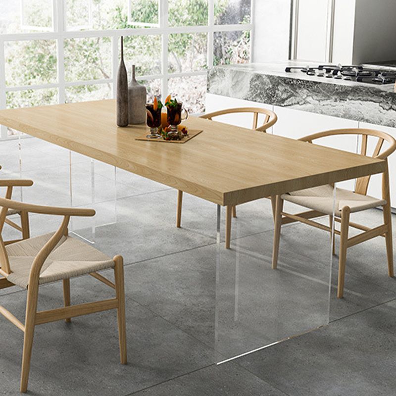 Mesa de top de madera de pino mesa de comedor de lujo tradicional con base de pedestal doble