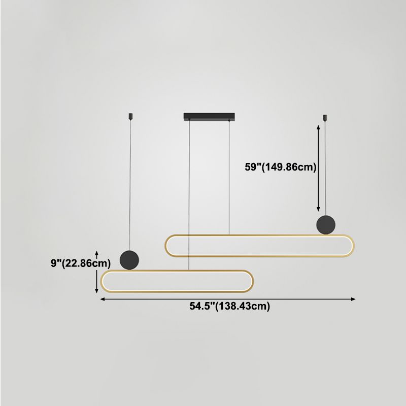 Eigentijdse stijl lineaire vorm eilandlichten metaalhangende hanglampen in goud