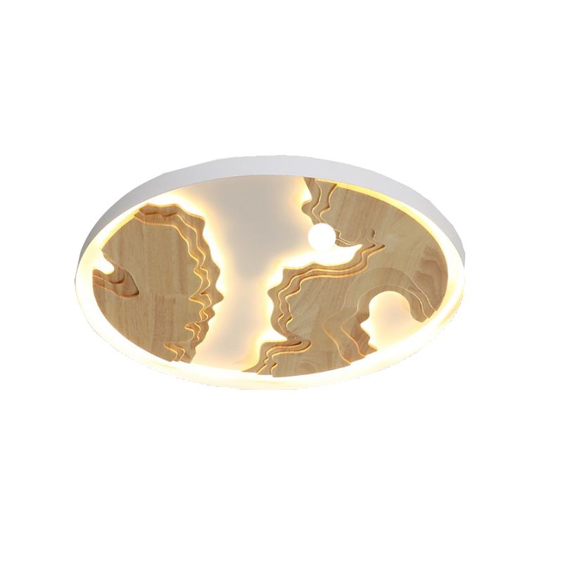 Ronde Inbouwlamp Hedendaags Hout Goud/Wit Geïntegreerde LED-plafondlamp voor woonkamer, 16"/19,5"/23,5" Dia
