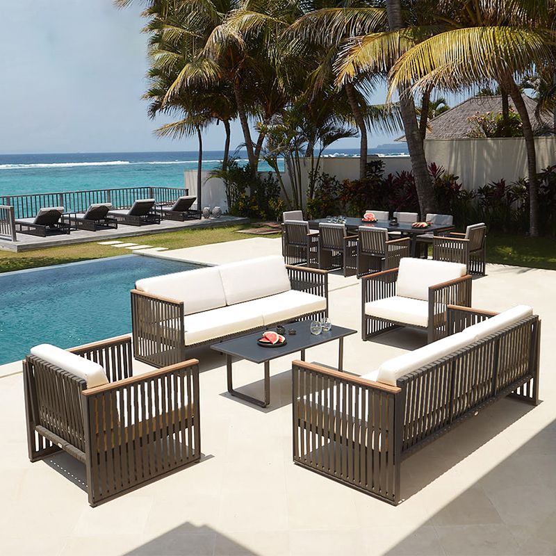 27.55" Wide Cushion Outdoor Sofa UV Resistant Metal Frame Patio Sofa